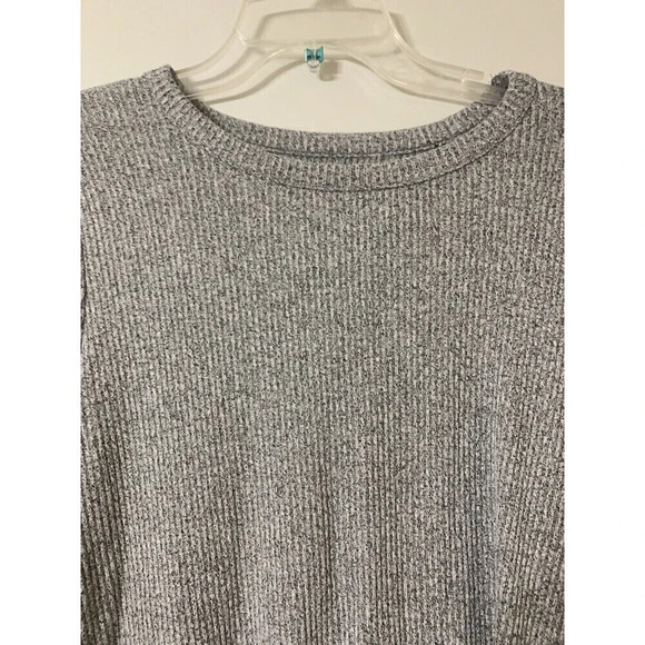 Madewell Ribbed Gathered Sleeve Top Gray Large (H5) - Picture 2 of 6